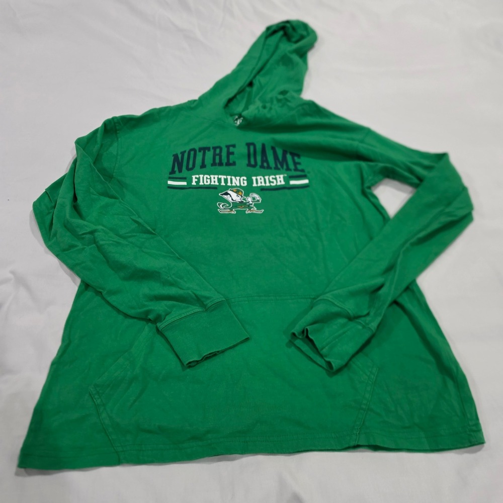 Wes and Willy Notre Dame Hoodie Youth L 14/16 Green Excellent Fighting Irish